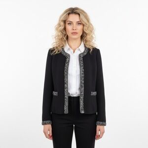 GERARD DAREL BLACK TEXTURED BLAZER JACKET WOMAN 36